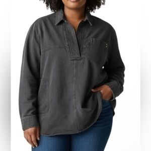 Black Denim Pullover Top